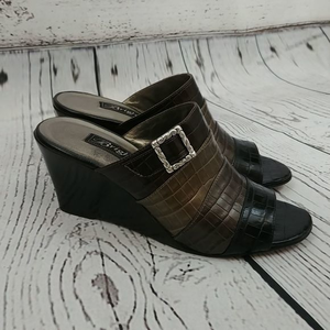 Brighton‎ Robin Pewter Leather Wedge Sandal